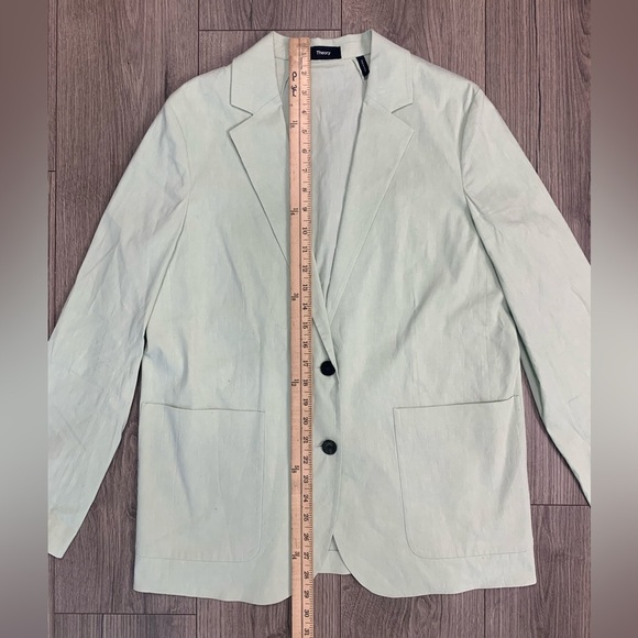 Theory Patch-Pocket Blazer in Stretch Linen in Mint Size 8 - Picture 6 of 15